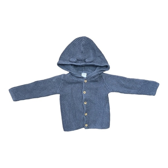 Carter Baby Grey Long Sleeve Hooded Knit Sweater Size 12 Months - Picture 2 of 10